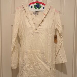 Element Ivory Hooded Tunic with Button Accents